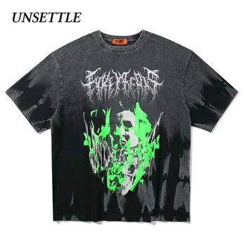 

Men/Women Summer Harajuku T-shirts Hip Hop Washed gradient Graffiti Print tshirt Streetwear t shirt Oversized Short Sleeve Tee