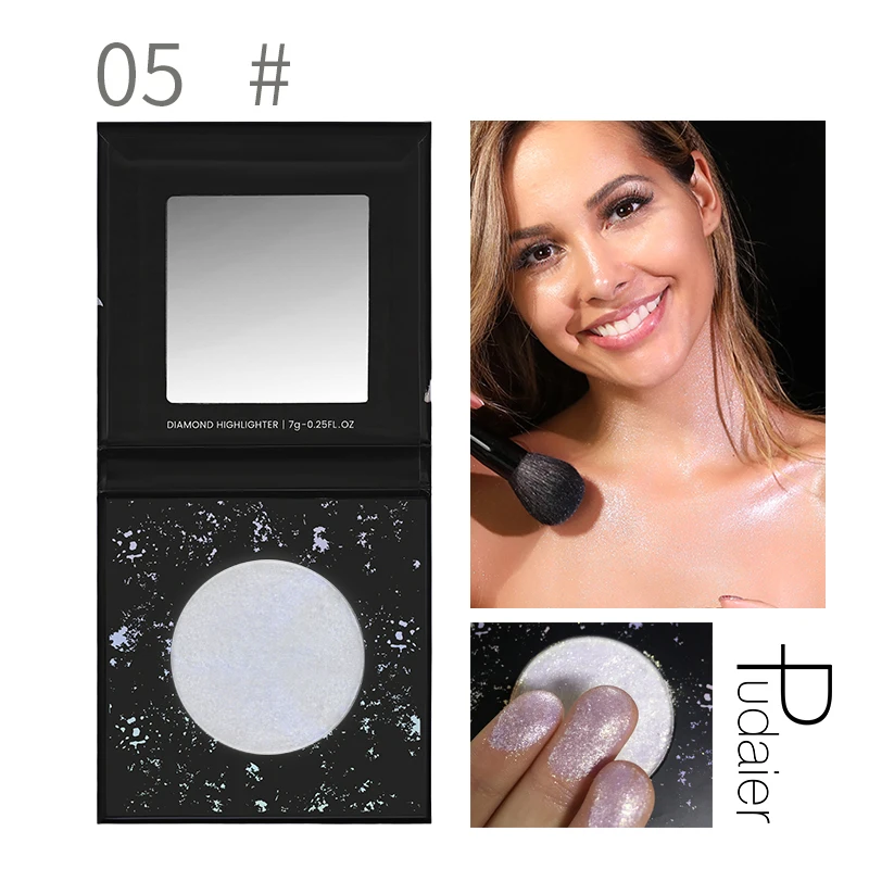 05 With Mirror Pudaier ромбовидный Хайлайтер для лица косметическое средство с эффектом сияния макияж стойкий водонепроницаемый румяна порошок для палитра подчеркивания лица - Цвет: 05 With Mirror