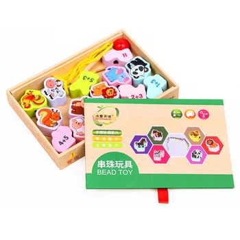 

Children Wooden Early Education Handwork Threading Beaded Baby Toy Animal Digital Toy Hand-Eye Coordination Training Toy Hot J75