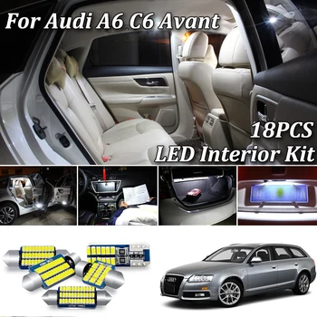 

18Pcs Canbus No Error White LED Car Interior Light Kit for Audi A6 S6 RS6 4F C6 Quattro Avant LED Interior Dome Map Light Kit