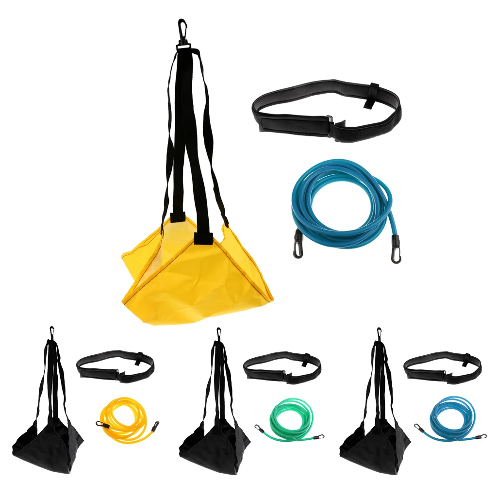 

Swim Resist Belt Stationary Swimmer Lap Swimming Training Leash with Drag Parachute and Storage Mesh Bag