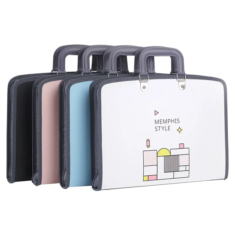 

TDurable Book A4 Document Bag File Folder Holder Bag With Handle Zip Closure 13 layers PP expanding Wallet Paper bag