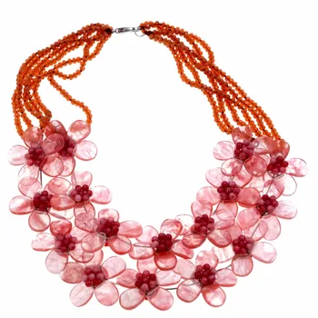 

NEW Design Crystal and Cherry Quartzs flower wrap Necklace