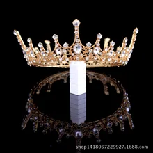 Стиль, Европейская и американская золотая корона, головной убор, свадебные аксессуары для волос, Ретро стиль, принцесса, бриллиантовый набор, круглая корона