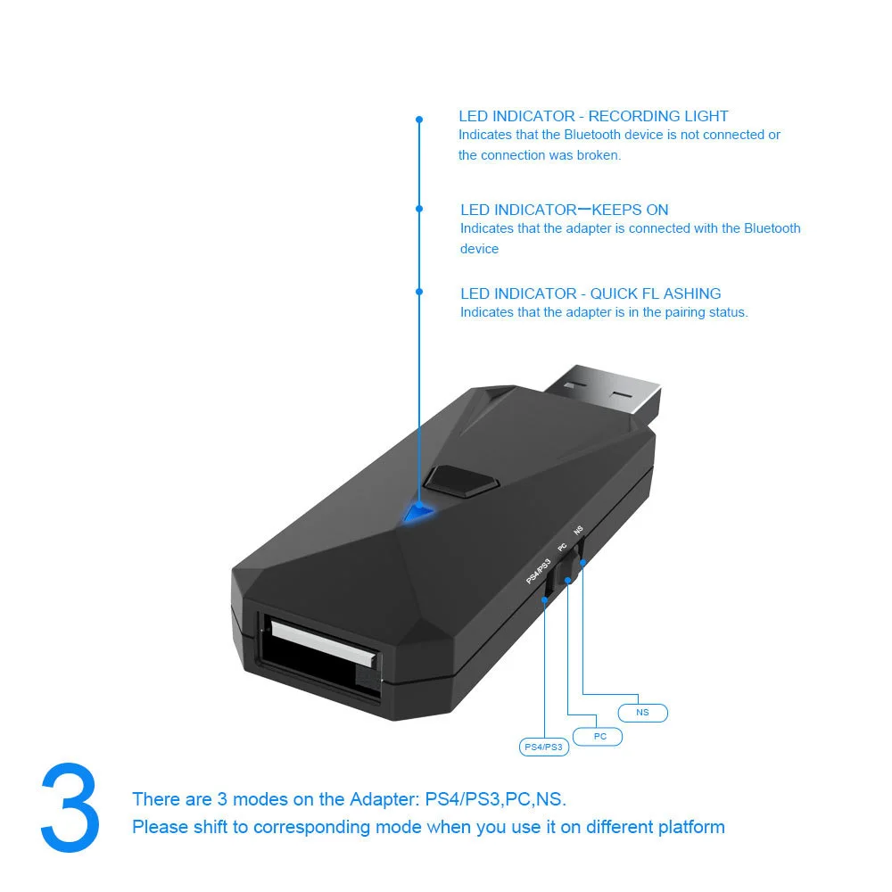 Адаптер для переключателя проводной USB контроллер со светодиодный индикатор легко подключить проводной Bluetooth адаптер рукоятки для переключателя/PS4