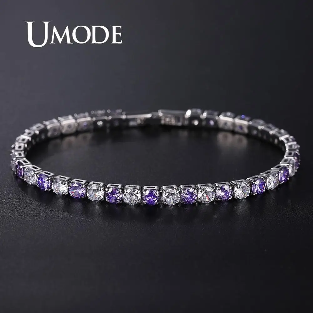 UMODE Bridal Tennis Bracelets for Women Femme Purple Cubic Zirconia Luxury Bracelet Designer