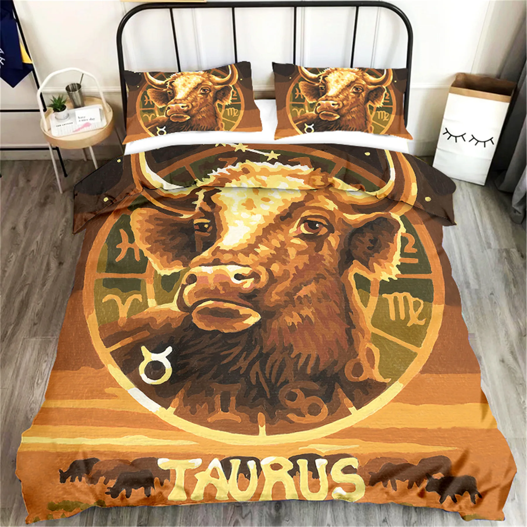 Taurus Набор постельных принадлежностей с двенадцатью созвездиями, пододеяльник, пододеяльник, набор, один, королева, Королевский размер, декор для кровати - Цвет: Taurus