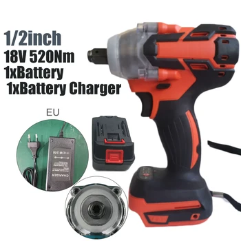 

18V 1/2inch 520Nm Cordless Brushless Electric Impact Wrench Driver + Battery Set Kits Renovation Multi Tools