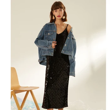 

Sexy V-neck Sleeveless Dresses Women Spaghetti Strap Mid-Calf Sheath Party Dresses Femme Clothes Women Summer 2020 New