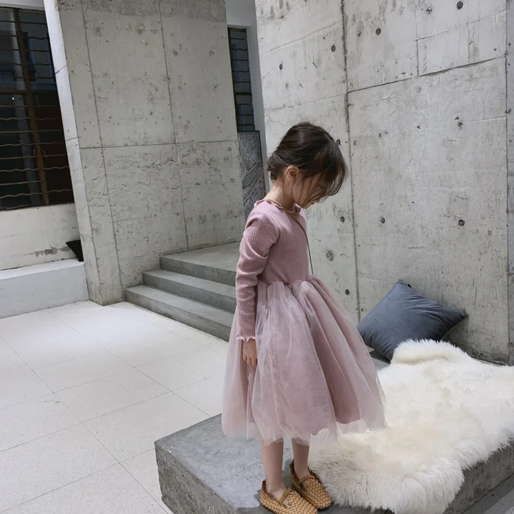

Tckids Childrenswear Customizable 19 Spring High Quality Frilled Base Shirt Joint Puffy One Piece Mesh Dress