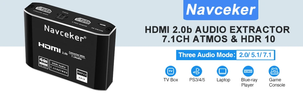 2020 Best ARC HDMI 2.0 Audio Extractor 4K 120Hz RGB8:8:8 HDR HDMI Splitter Audio Converter 4K HDMI to Optical TOSLINK SPDIF 7.1