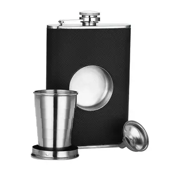 

Stainless Steel 8 oz Hip Flask Built-in Collapsible 2 Oz Shot Glass Flask Funnel - Everything You Need to Pour Shots on the Go