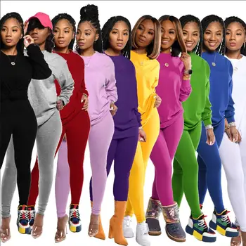 

Casual Women Solid Tracksuit Long Sleeve 2 Piece Set Outfis Top And Pants Suit Jogging Femme Matching Sets