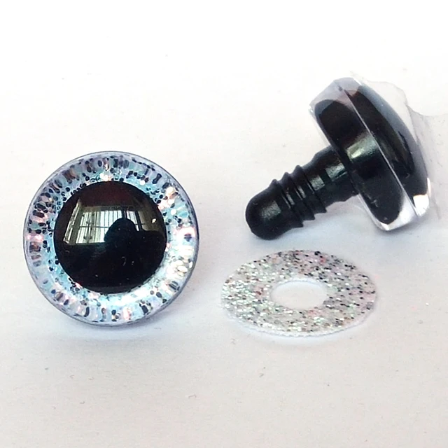 20pcs New Color 3D safety toy eyes +glitter Nonwovens+ washer--size & color option 07