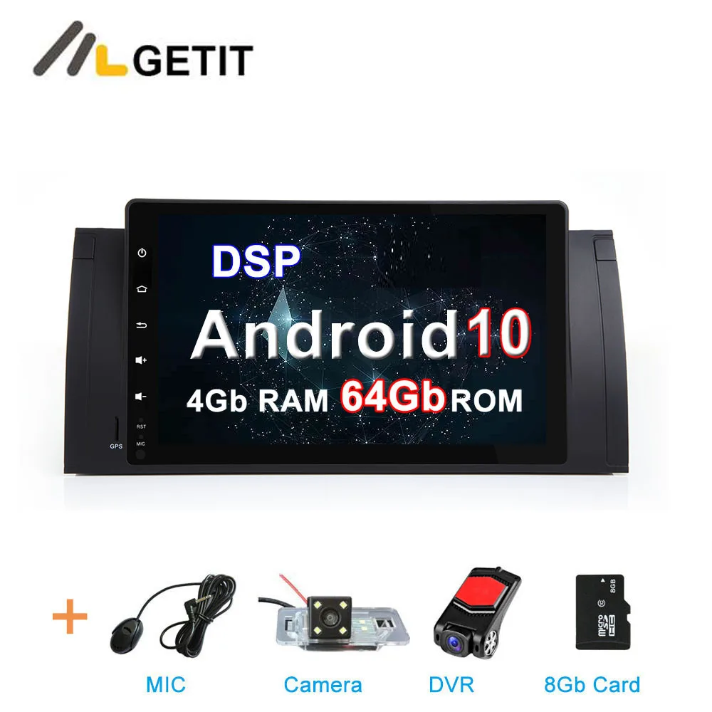 Android 10,0 Автомобильный DVD стерео gps Мультимедиа для BMW E39 E53 M5 X5 с радио WiFi BT навигация - Цвет: 4G CAMERA-DVR-SD-DSP