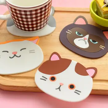 

Cute Cat Pattern Silicone Insulation Placemat Coaster Cup Bowl Mat Lovely Home Decor