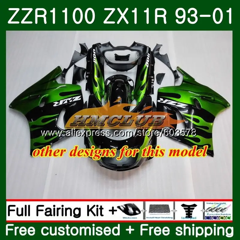 ZX11 для KAWASAKI NINJA ZX-11R 1100 ZX11R 93 94 95 96 97 29CL. 13 ZZR1100 ZX 11R 1993 1994 1995 1996 1997 Обтекатели Горячее предложение зеленый