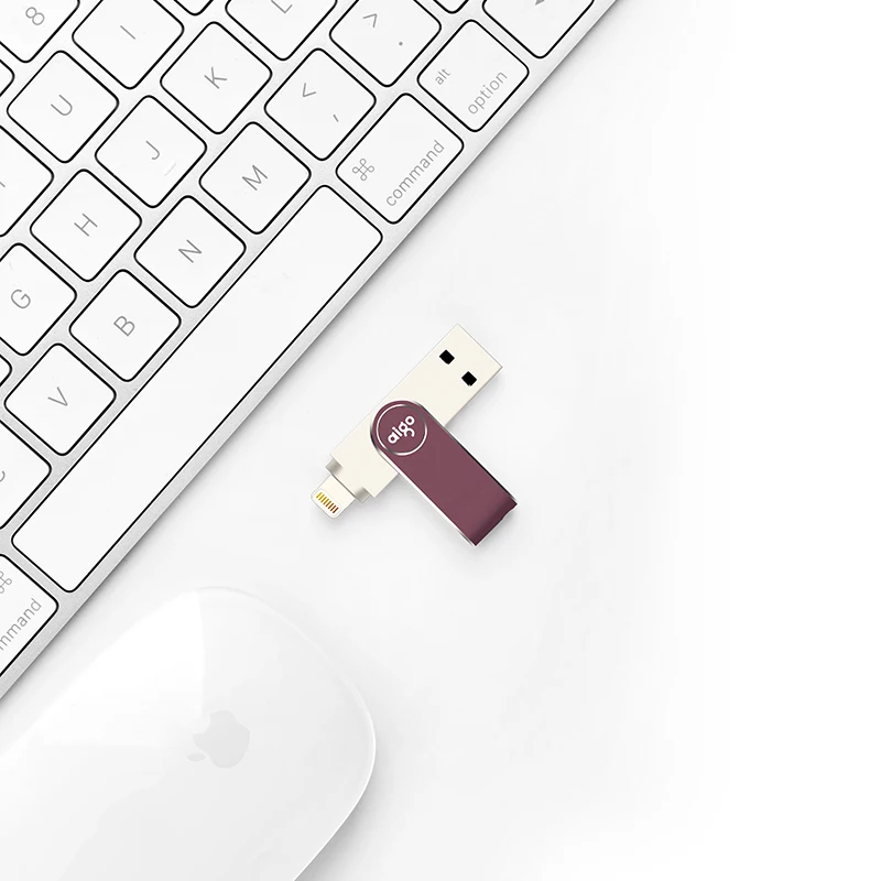 US $32.29 Aigo 128G 360 Rotatable Stuck Point Design Pendrive For Iphone Ipad Usb 31 High Speed Dual Interface Pen Drive Onekey Backup