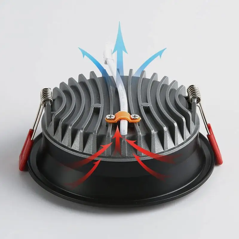 디밍이 가능한 매입형 눈부심 방지 LED 다운라이트 9W/12W/15W/18W LED 천장 스포트라이트 AC85265V 배경 램프 실내 조명