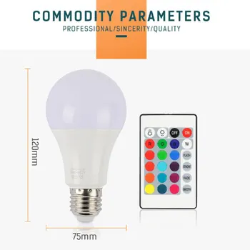 

10W E27 RGB+White Remote Control Light Bulb Indoor Home Decor Smart IC LED Light Bulb Color Changing Lamp with Remote Control