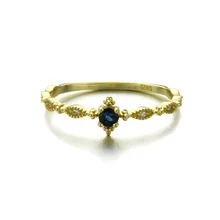 Барокко 9 к Настоящее Желтое золото сапфир драгоценный камень кольца для женщин девушка леди ретро твердые кристалл подлинные ювелирные изделия подарок