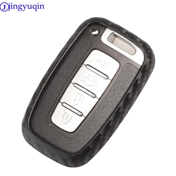 

jingyuqin 10P Carbon Fiber Patten Silicone Car Key for Hyundai Equus Genesis Veloster for KIA Sportage Forte Optima Soul Azera