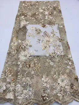 

Glitter net lace fabrics high quality french tulle embroidery sequin fabric for women evening dresses 5yard/lot DFN-003