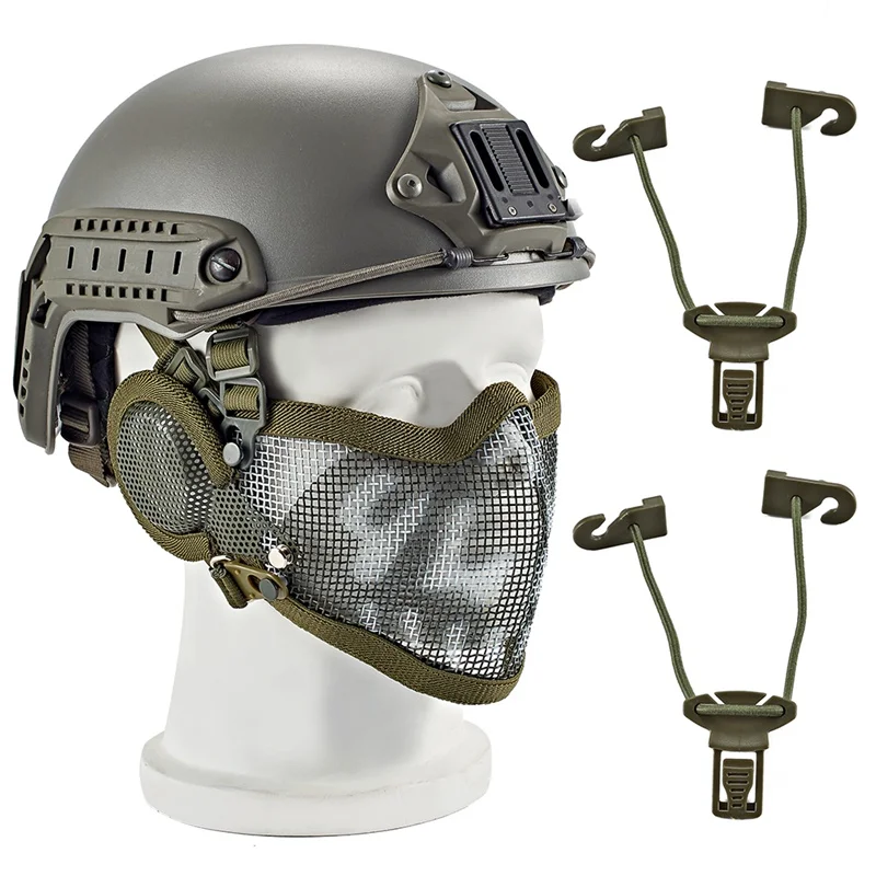 Tactical) Half Face Mask Breathable Soft Folding Mesh Mouth Ear Protector Sports Accessories