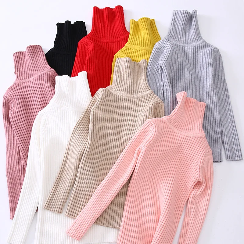 

Girls autumn winter Korean sweaters Candy colors children turtleneck pullover sweater bottoming teenager girl fall kids clothes