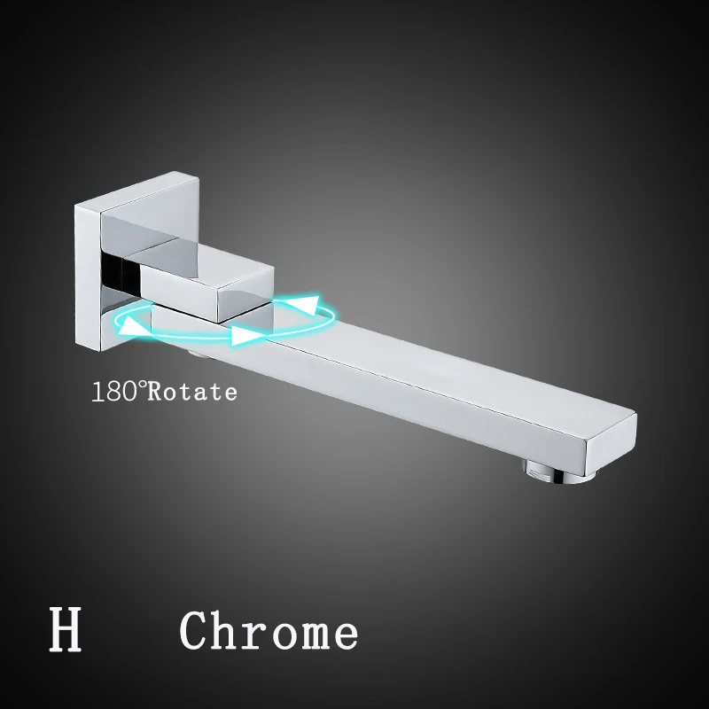 Matte Black Or Chrome Solid Bass Outlet Wall Mounted Shower Spout Bath Tub Shower Mixer Faucet Spout Filler 180 degree Folding