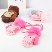 Новинка, милые детские перчатки с оленем, зимние толстые длинные веревочные митенки для пальцев, теплые вязаные перчатки для детей, подарки для мальчиков и девочек