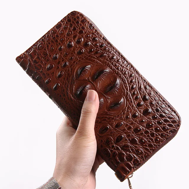 Luxury Alligator Pattern Split Leather Clutch Bag Men's Wallets Business Handbag Crocodile Male Clutch Wallet Card Holder Purse 4