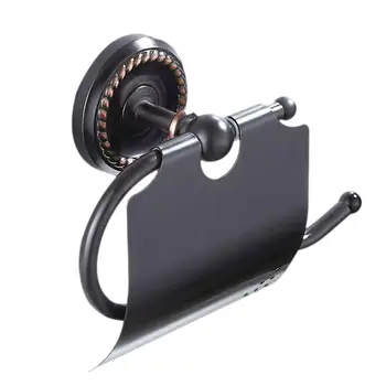 

Black Copper Toilet Paper Holder Single Paper Roll Holder Towel Rack Flap Tissue Dispenser Wall Mounted Paper Holder with Cover
