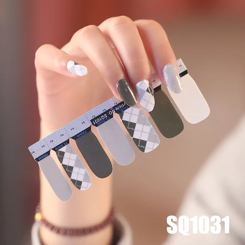 14 насадок/листов для дизайна ногтей, полное покрытие, самоклеющиеся наклейки для ногтей, фольга, Переводные накладки, 3D, водонепроницаемые, маникюр-наклейки для ногтей - Цвет: SQ1031