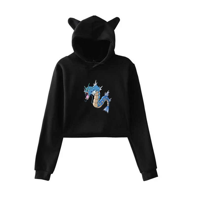 Kawaii Hoodie 19 Женская зимняя повседневная толстовка с капюшоном и длинными рукавами в стиле Покемон для девочек-подростков; Осенняя уличная Толстовка в стиле Харадзюку; женская модная короткая толстовка с капюшоном - Цвет: Kawaii Hoodie 19