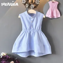 Menoea/Милая Одежда для девочек новые летние платья для девочек асимметричное платье в полоску без рукавов в консервативном стиле платье принцессы с бантом для детей возрастом от 3 до 7 лет