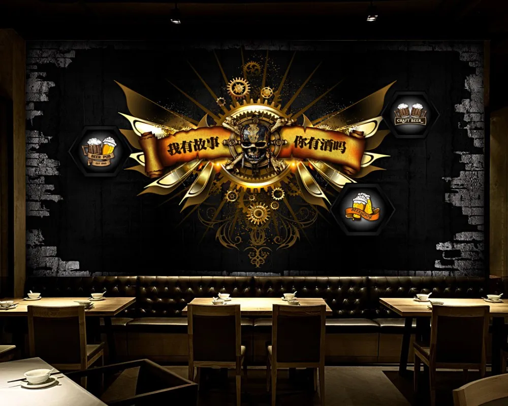

Dropship Vintage I Have A Story You Have Wine Beer Bar Wall Custom 3D KTV Decorative Mural Restaurant Creative Wallpaper