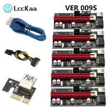 Lckaa – Riser pcie VER 009S Express, 5 pièces, usb 3.0, 1X, 4x, 8x, 16x, carte SATA 15 broches à 6 broches
