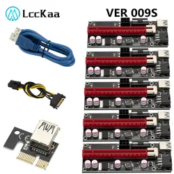 Lckaa – Riser pcie VER 009S Express, 5 pièces, usb 3.0, 1X, 4x, 8x, 16x, carte SATA 15 broches à 6 broches 