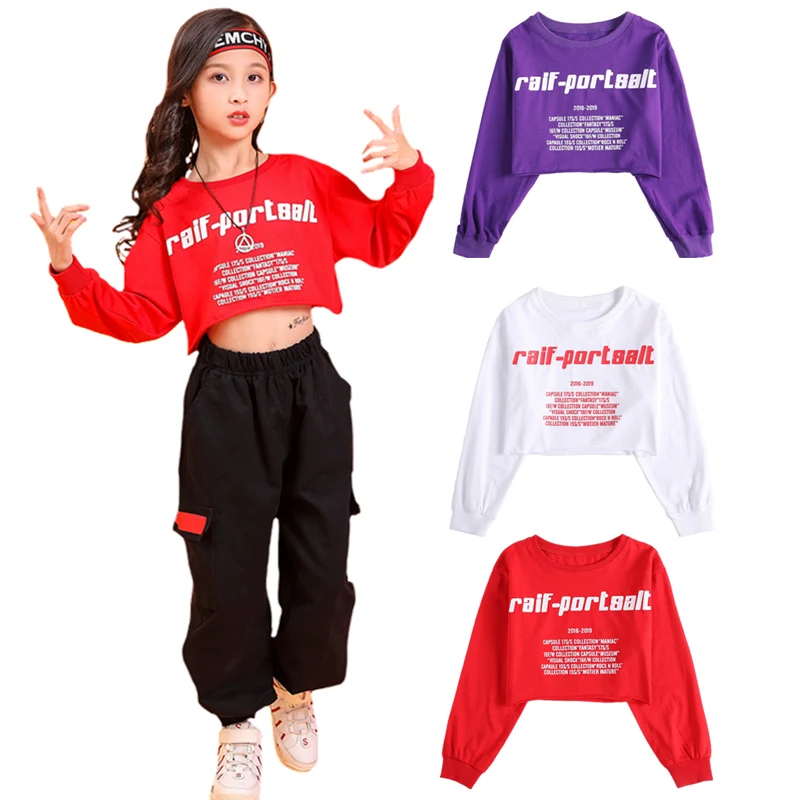 

Hip Hop Style Tops Crop Teens for Girls Street Clothes Cool Girl Cotton T-shirt Fashion Teenage Girls Clothing For 4-16 Year Old