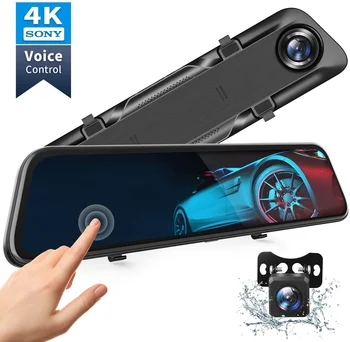 

12 Inches 4K Cloud Media Car DVR Dash Cam Voice Control G sensor Built in GPS Rearview Camera with Powerful Sensor Sony IMX415