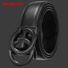 

Hongmioo Adjustable Genuine Cowskin Leather Belt For Men's Women High Quality Buckle Jeans Casual Belts Business Cowboy Male