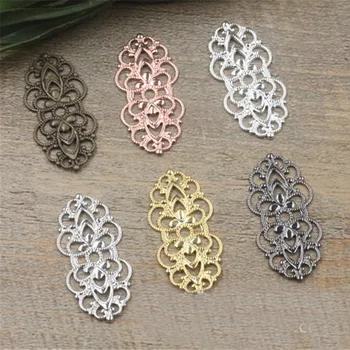 

JXMYLAI 15mm*33mm Fashion Copper 7 Colors Flowers Piece Filigree Connectors Charm For Jewelry Making