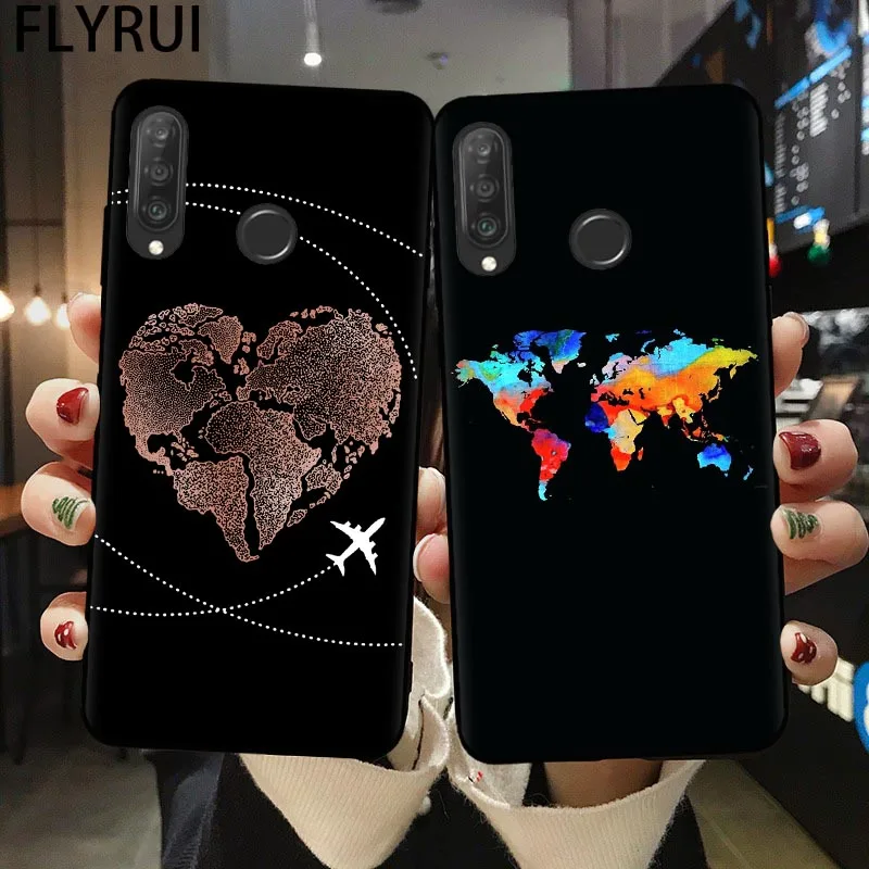 Роскошный чехол для телефона Huawei P20 P30 P40 Lite E Pro World Map Travel Just Go Mate 20 Coque Skin | Мобильные