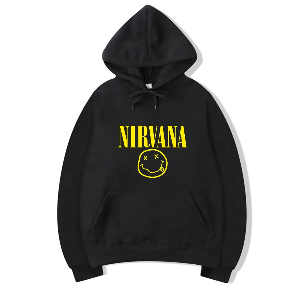 

Nirvana Hombre Fall Winter Sweatshirt Rock Harajuku Print Pullover 100% Cotton Street Clothing Outdoor Hip Hop Long Sleeve Coat