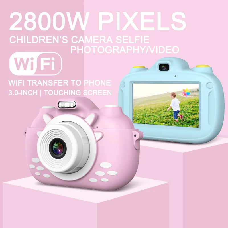 

2019 Hot Digital Kids Camera 3Inch TouchScreen Dual Lens Cartoon Photography Birthday Gift For DOY