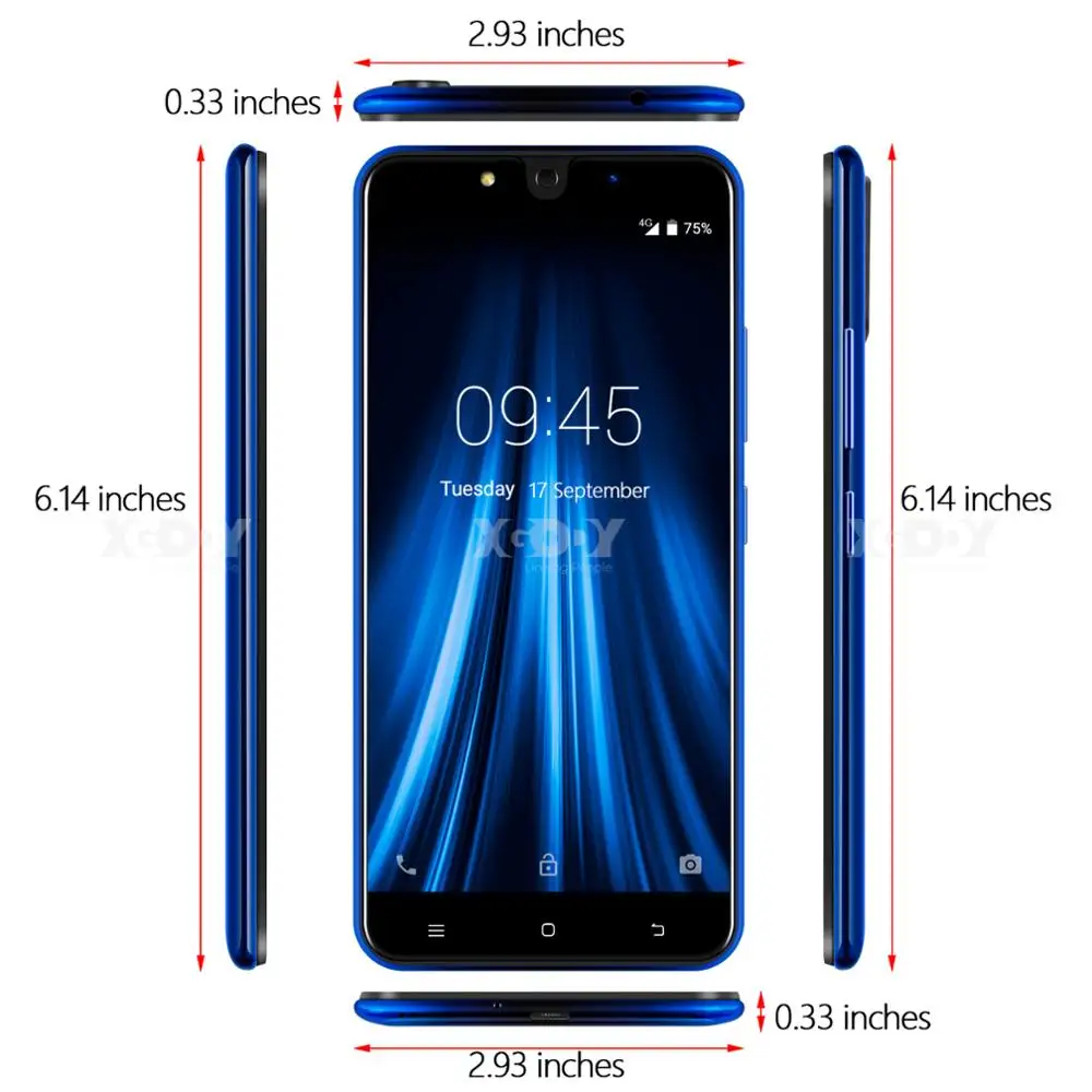 XGODY 4G Mobile Phone K20 Pro 2GB 16GB Smartphone 5.5'' QHD Screen Quad Core Mobile Phone Android 6.0 Fingerprint Unlock 2300mAh