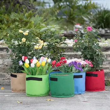

1pc 2/5/10 Gallon Felt Plant Growing Bags Vegetable Flower Potato Pot Container Garden Planting Basket Farm Home Mushroom Seed