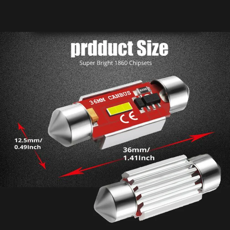 2x36 мм гирлянда Canbus 1860 SMD светодиодный светильник для багажника автомобиля