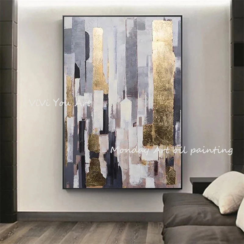 

High Quality canvas painting Artist Handmade Abstract Gold Oil Painting for Living Room Modern Painting wall decor picture art